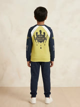 Boys Green Graphic Full Sleeve Casual T-Shirt