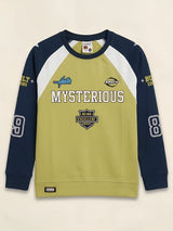 Boys Green Graphic Full Sleeve Casual T-Shirt