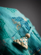Girls Green Printed Angrakha Plazzo Set.