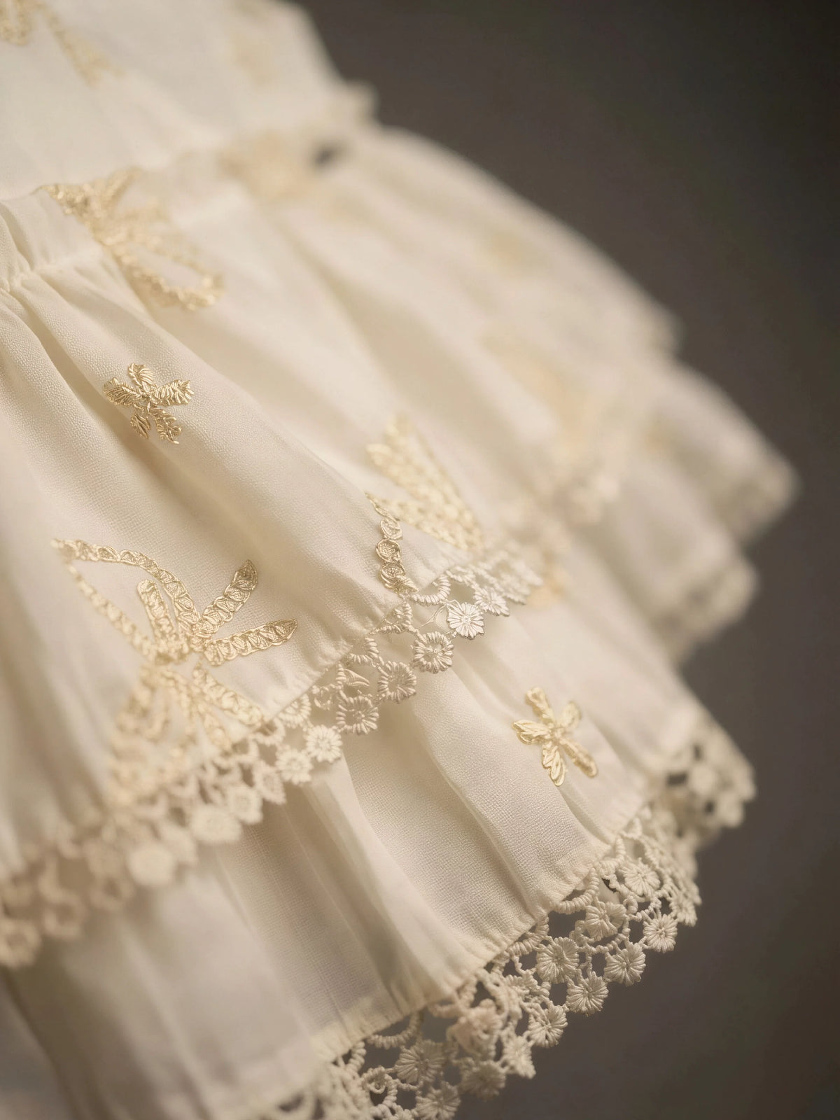 Girls Cream Embroidered Palazzo Set.