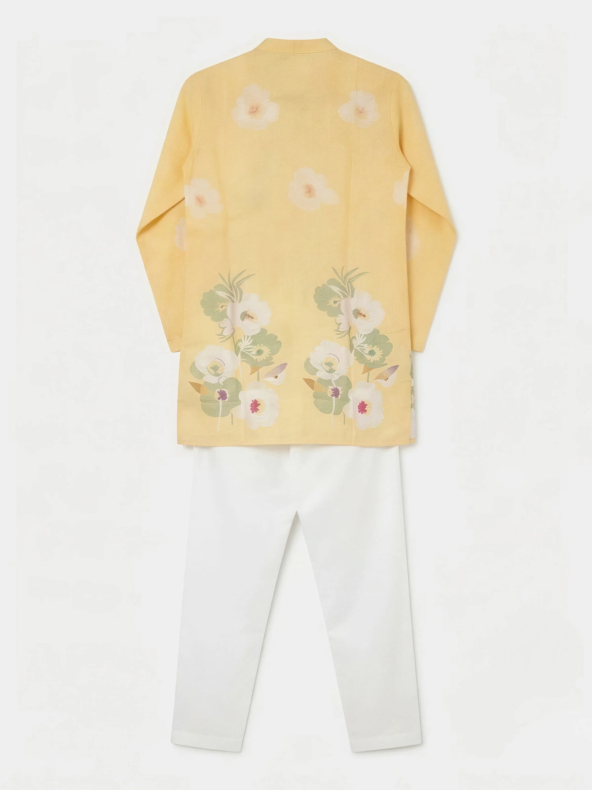 Boys Yellow Floral Printed Kurta Set