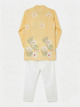 Boys Yellow Floral Printed Kurta Set