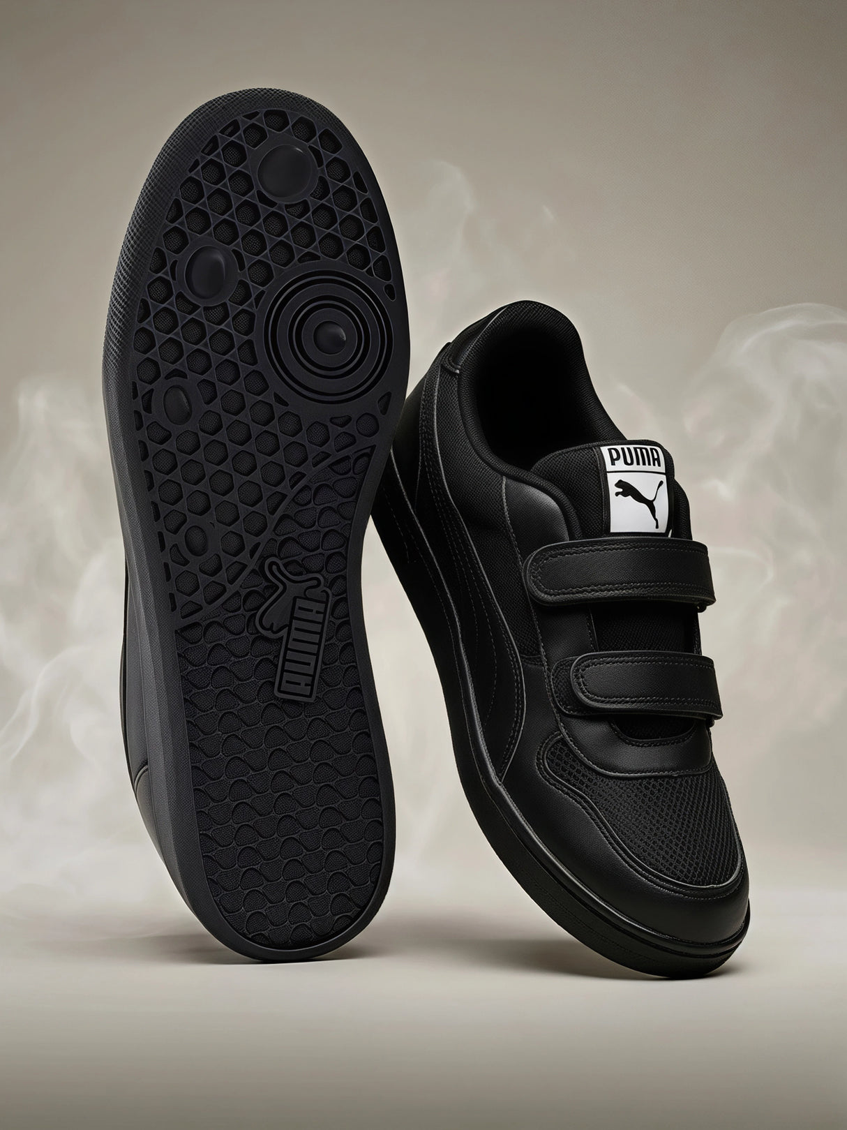 Puma Black Velcro Unisex School Shoes.