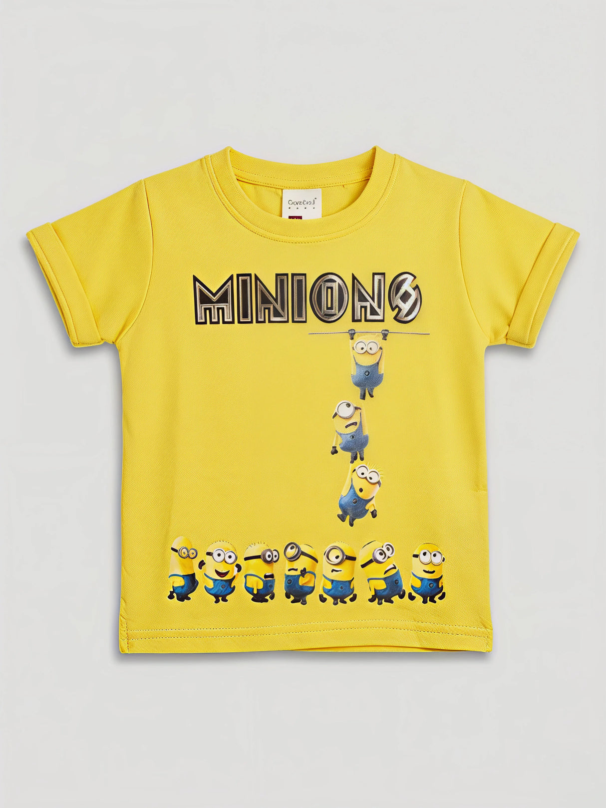 Boys Yellow Minions Graphic Printed Round Neck T-Shirt.