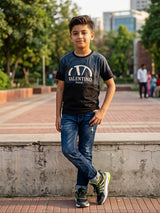 Boys Stylish Black Graphic Crew Neck T-Shirt