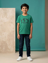 Boys Green Graphic Print Crew Neck T-Shirt