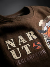 Boys Brown Naruto Printed Graphic Full Sleeve Casual T-Shirt