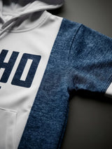 Boys White & Blue Hooded Casual T-Shirt