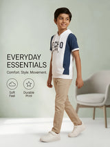 Boys White & Blue Hooded Casual T-Shirt