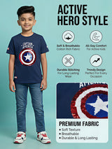 Boys Navy Blue Captain America Graphic T-Shirt