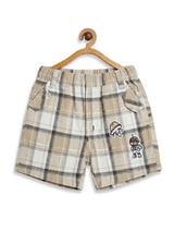 Boys Cream Space Explorer Polo & Plaid Shorts Coordinate Set