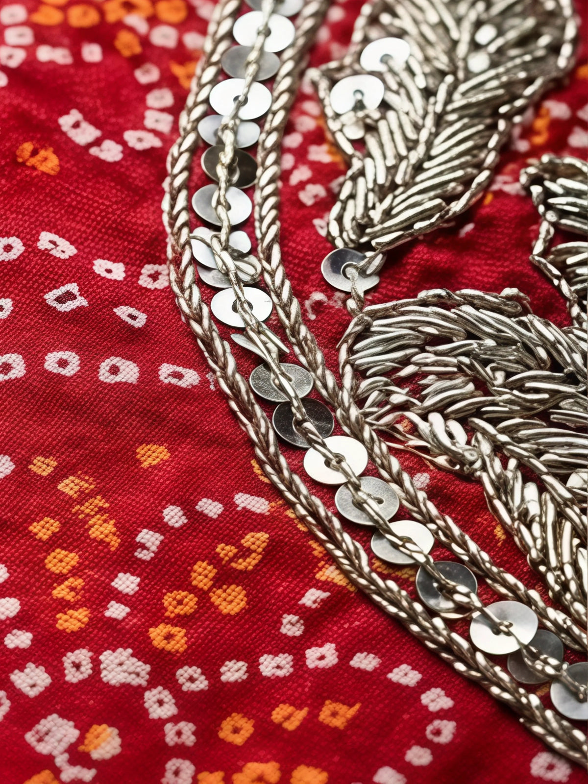 Girls Red Bandhani Sharara Set with Embroidery.