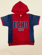 Boys Red Hooded Short Sleeve T-Shirt