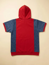 Boys Red Hooded Short Sleeve T-Shirt