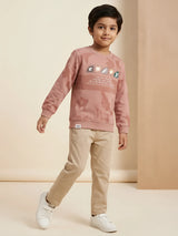 Peach tie-dye printed long sleeve t-shirt for boys.