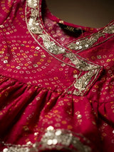 Girls Pink Embroidered Sharara Set.