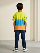 Boys Green Anime Graphic Printed Casual T-Shirt