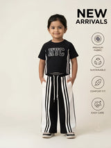 Black Nyc Letter Print Girls Coordinate Set Casual Wear