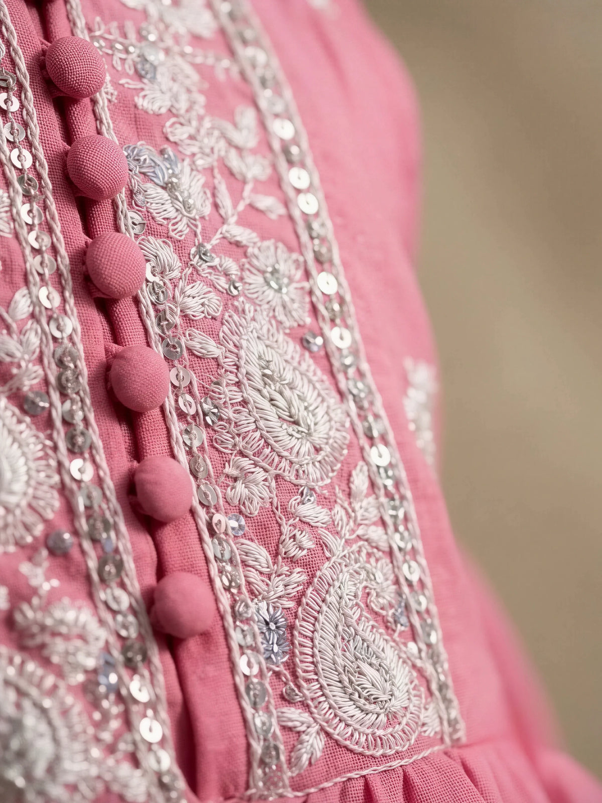 Girls Pink Embroidered Dhoti Suit Set.