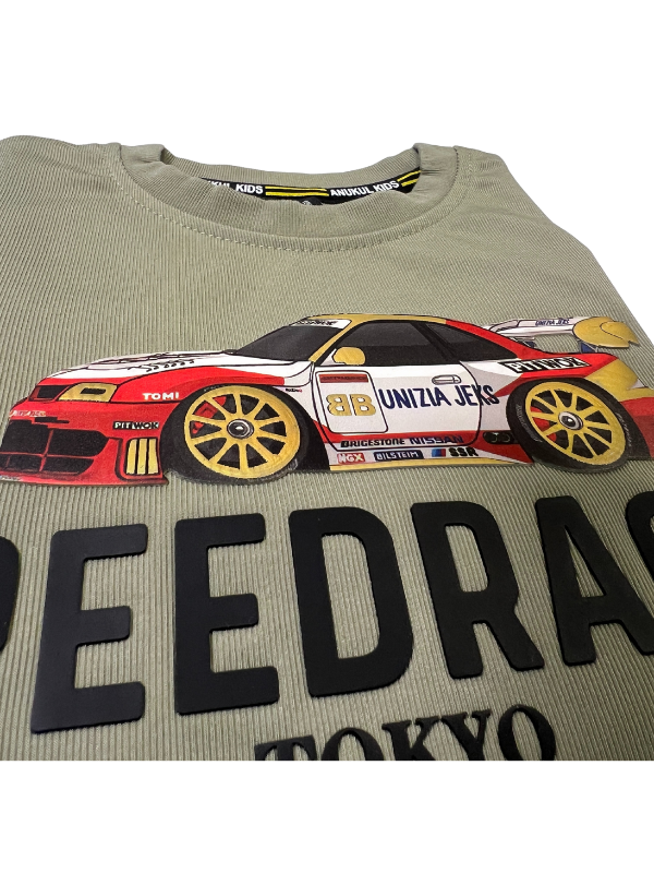 Boys' "Speedracer" Graphic Full-Sleeve T-Shirt - Green Color