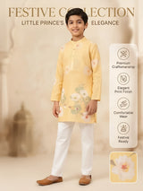 Boys Yellow Floral Printed Kurta Set