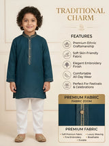 Boys Teal Green Kurta Pyjama Set