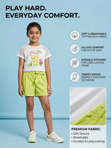 Girls Lime Green Lemonade Print Mesh Top & Shorts Coord Set