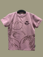 Dusty Mauve/Purple boys' short-sleeve T-shirt with a large, subtle outline floral graphic and a small circular "humble" logo on the chest.