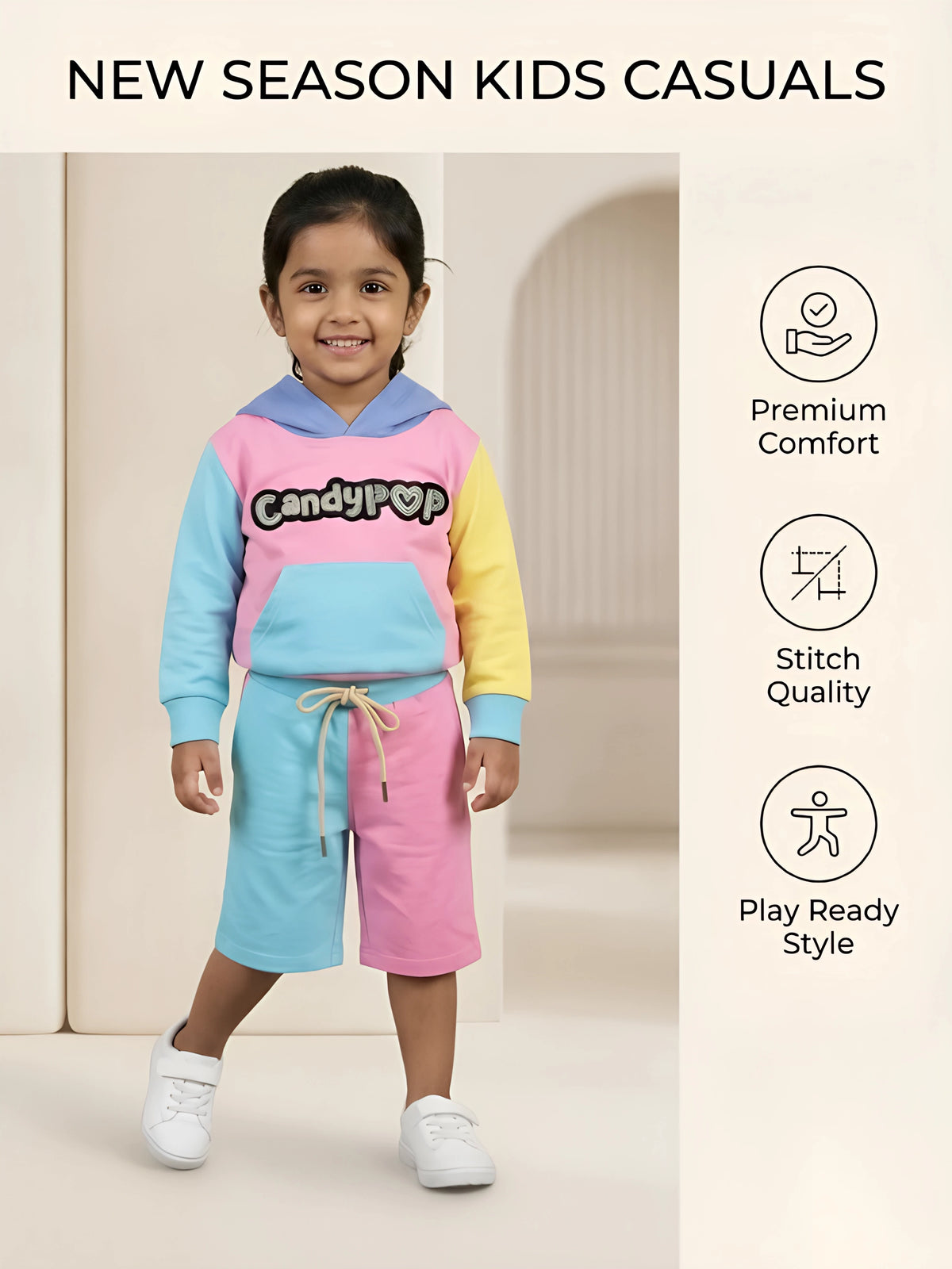 Pink Multi Colour Girls Coordinate Set Kids Casual Wear
