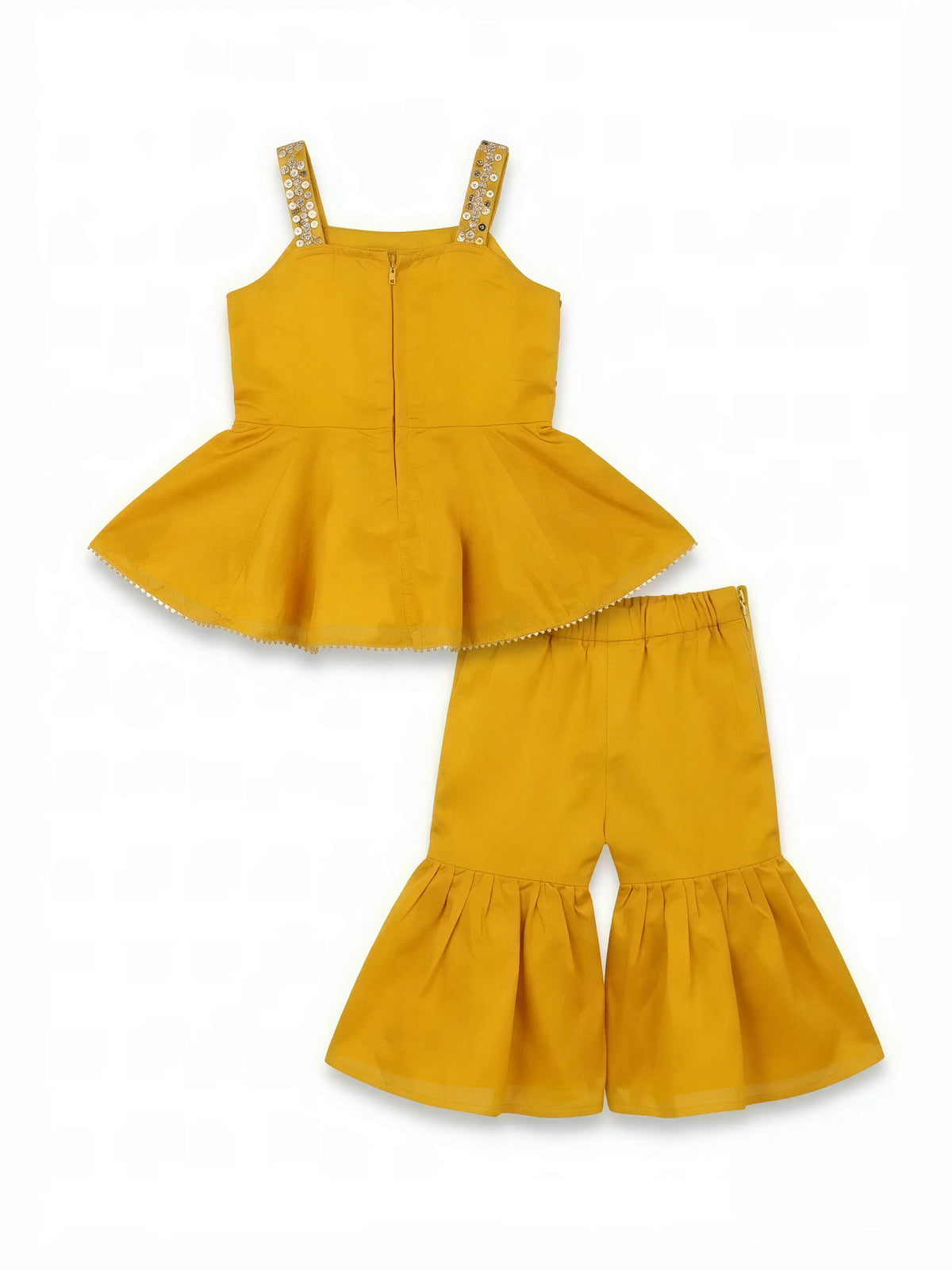 Yellow Embroidered Sharara Set Kids Ethnic Wear Festive.