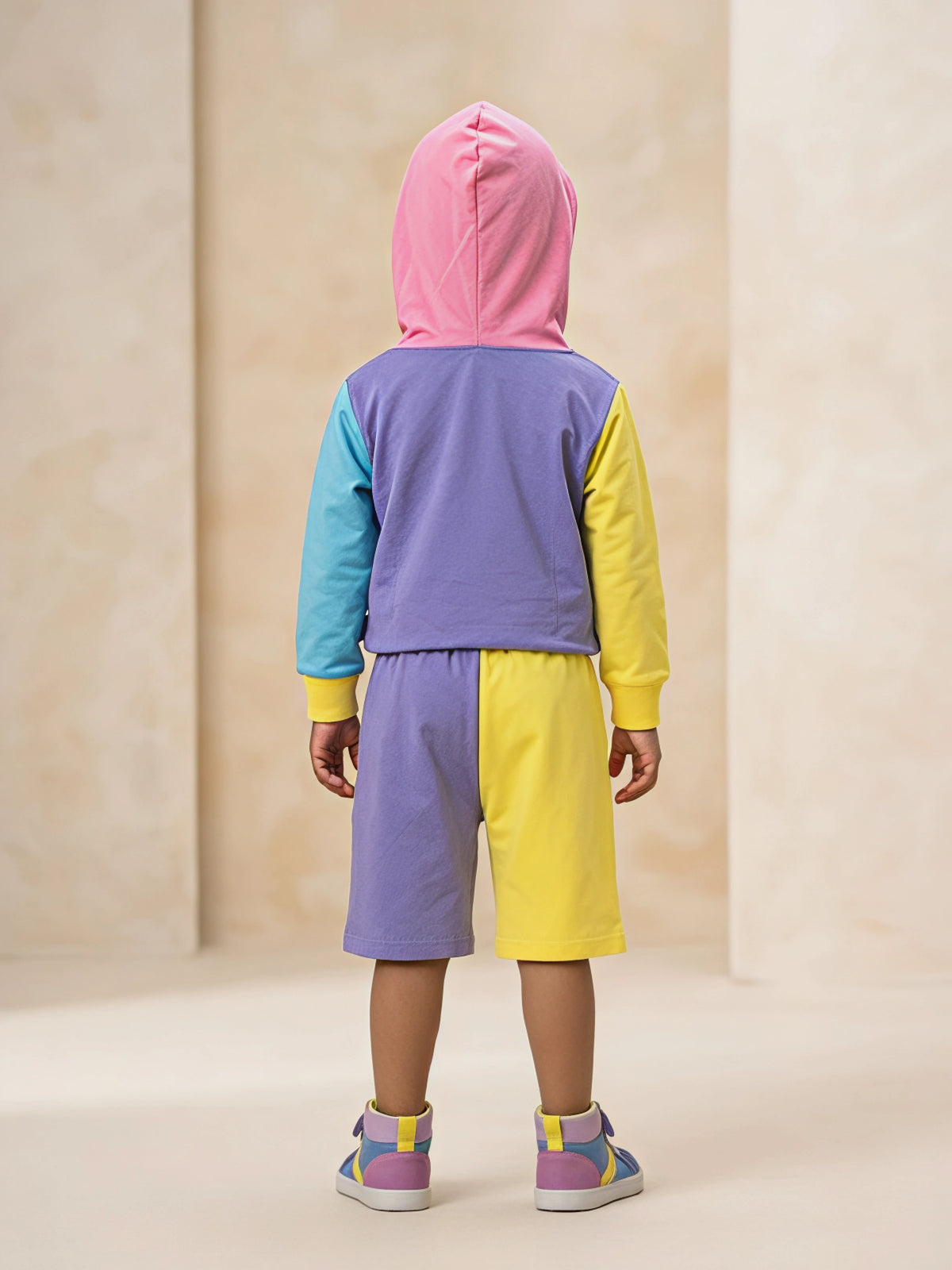 Purple Multi-Color Block Girls Coordinate Set Kids Casual Wear
