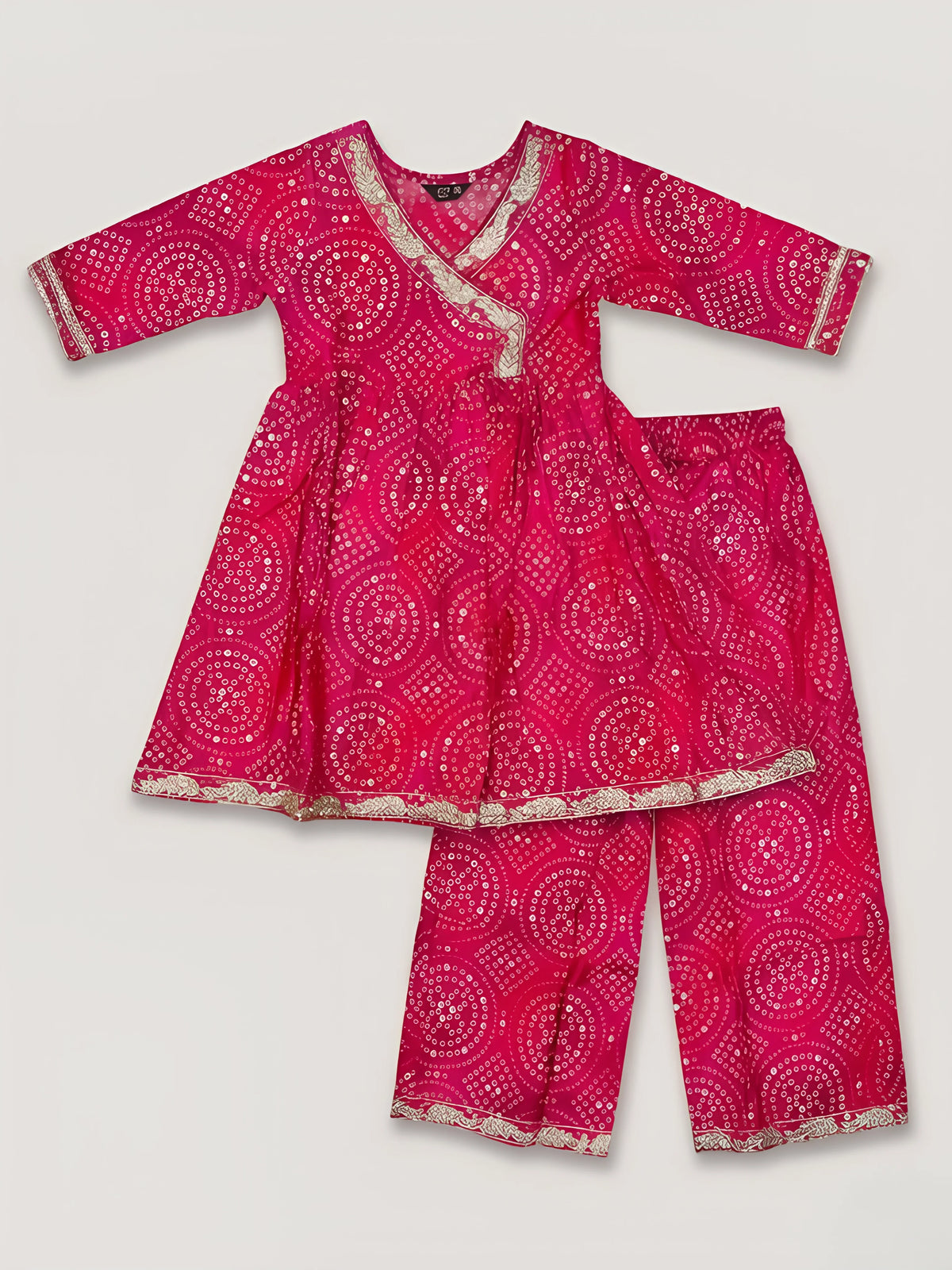 Girls Pink Embroidered Sharara Set.