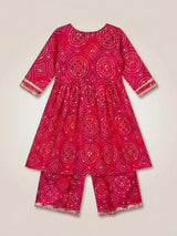 Girls Pink Embroidered Sharara Set.