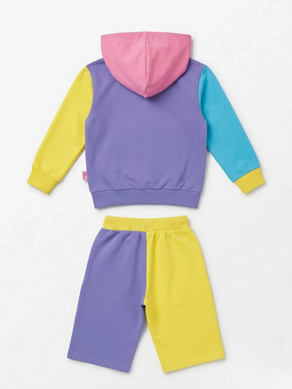 Purple Multi-Color Block Girls Coordinate Set Kids Casual Wear