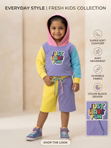 Purple Multi-Color Block Girls Coordinate Set Kids Casual Wear