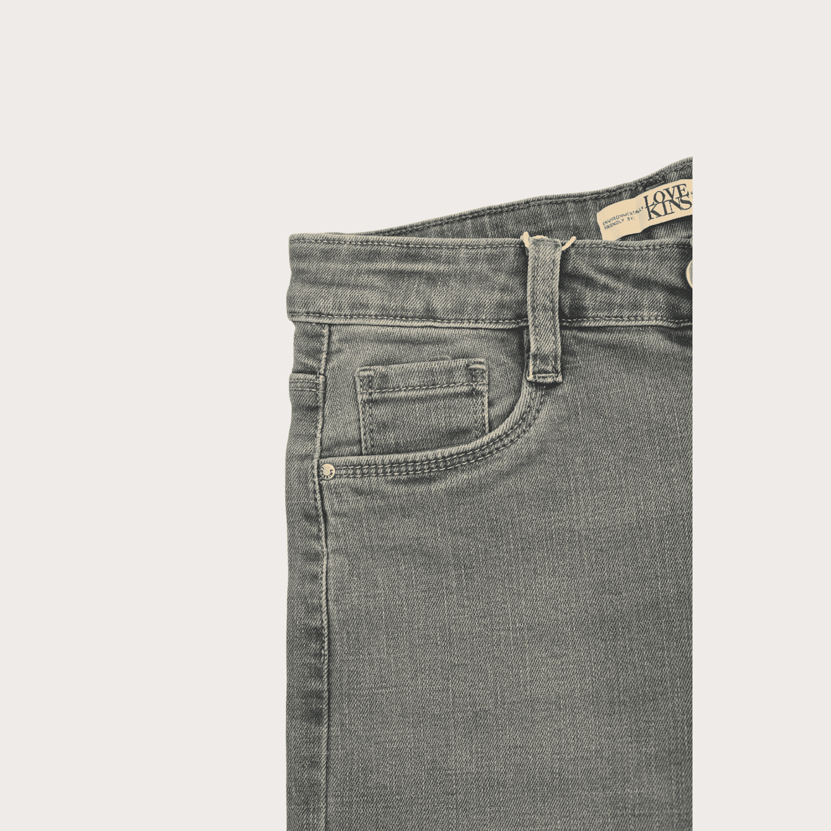 Girls Casual Plain Jeans Pant Fixed Waist - Grey