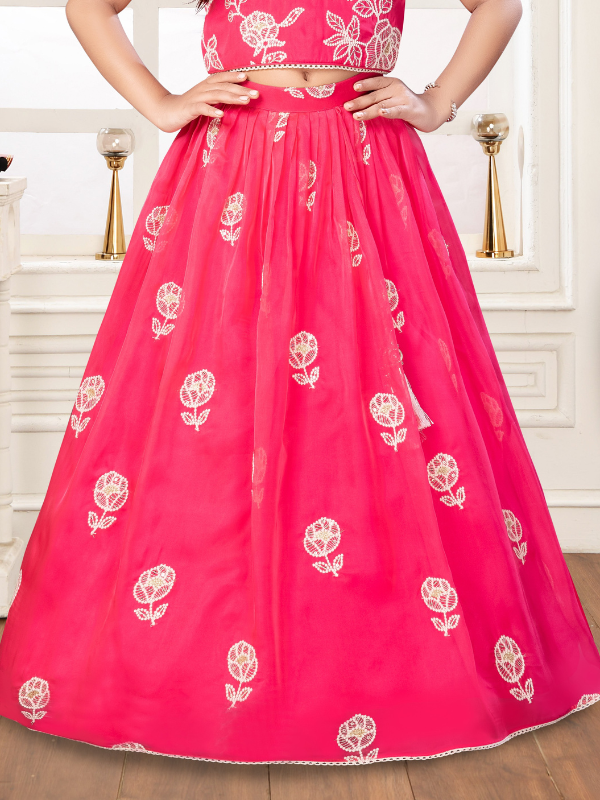 Girls Traditional Sleeves Less Long Choli - Pink