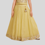 Girls Traditional Sleeves Less Long Choli - Yellow