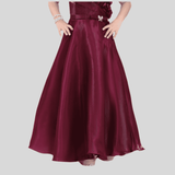 Girls Party Plain Satin Western Gown - Purple