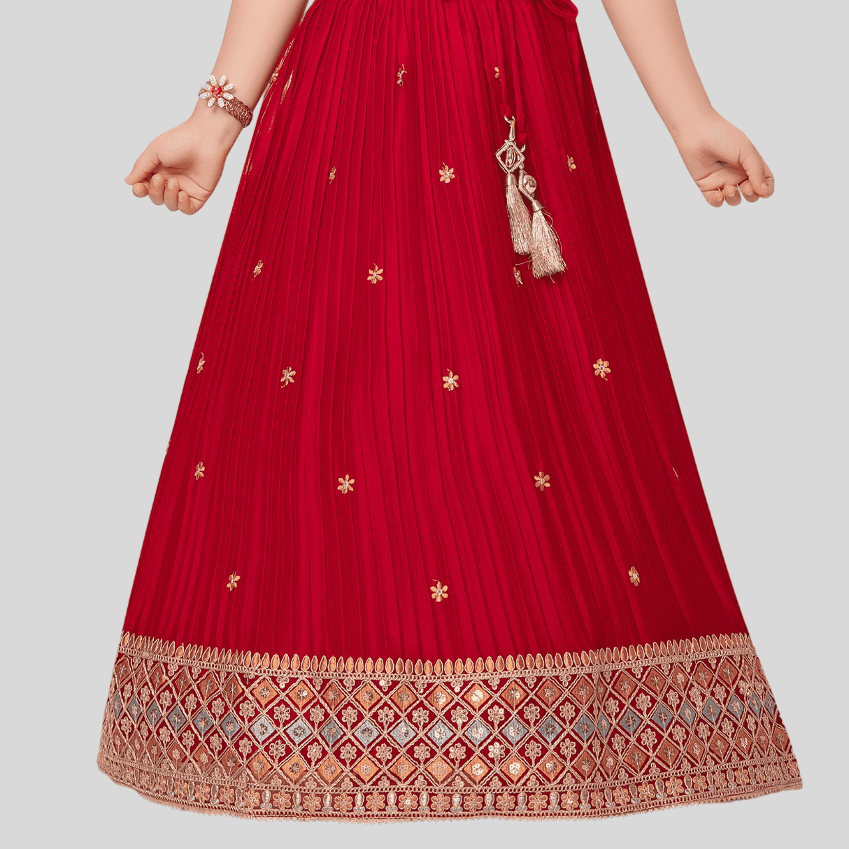Girls Traditional Sleeves Less Long Choli - Pink