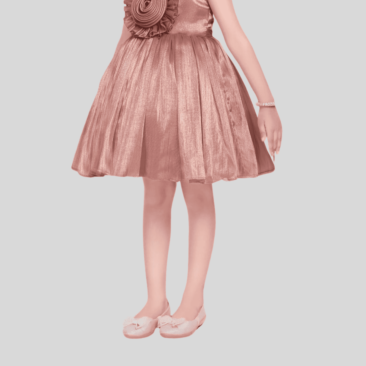 Girls Party Heavy Party Frock with work - Peach