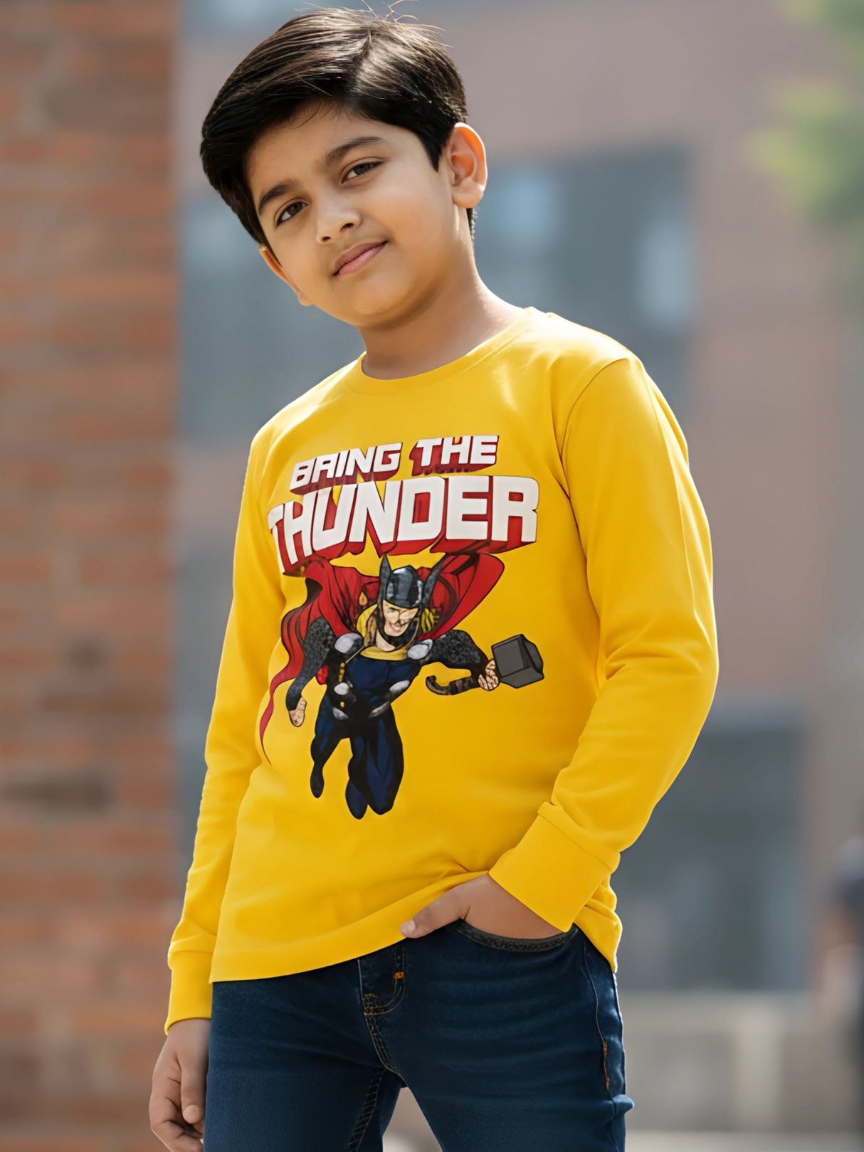 Kids' Oversize Floral Graphic T-Shirt - Mustard Yellow 'Be Humble' Tee.
