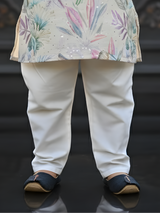 Boys Cream Pastel Floral Printed Kurta Set