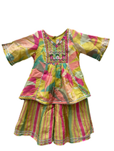 Girls Colorful Embroidered Kurti with Striped Palazzo - Yellow  Ethnic Set