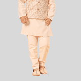 Boys Traditional Self Design Chudidar Kurta with Koti - Cream
