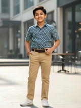 Boys' Premium Khaki Slim Fit Cotton Chinos with Adjustable Waist