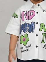 Girls White "Artive" Graffiti Graphic Button-Down Shirt