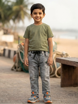 Boys' Urban Dark Grey Washed Slim-Fit Jeans