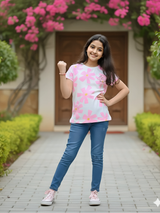 Girls' Pink Floral "Girl Power" Graphic Tops