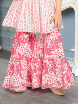 Girls Traditional 3/4th Sleeves Sharara Set - Pink